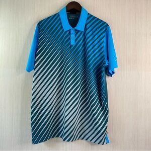 Nike Golf Men’s Tour Performance Dri-Fit Short Sleeve Blue Striped Polo Large